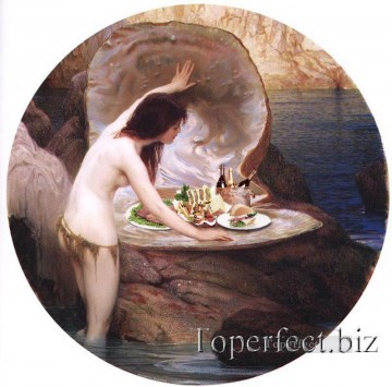 Arte original de Toperfect Painting - Desnudo y cate cambiados de la revisión de clásicos de Draper Herbert